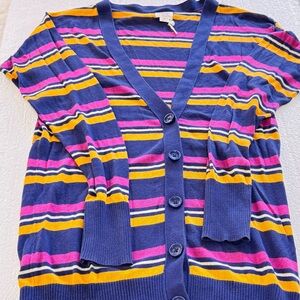 Mossimo Supply Co. Striped Cardigan Blue, Purple, Yellow New Without Tags Small
